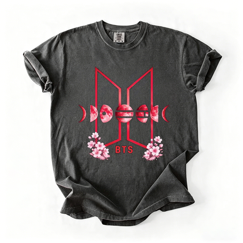 Kpop Boy Group Floral Moon Graphic T-shirt