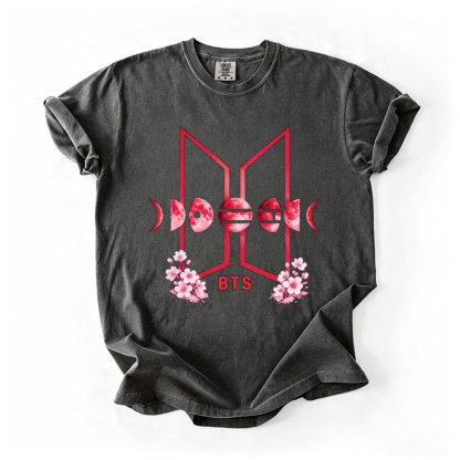 Kpop Boy Group Floral Moon Graphic T-shirt