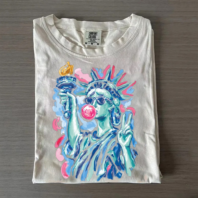 Preppy Statue of Liberty Blowing Bubble Gum T-shirt