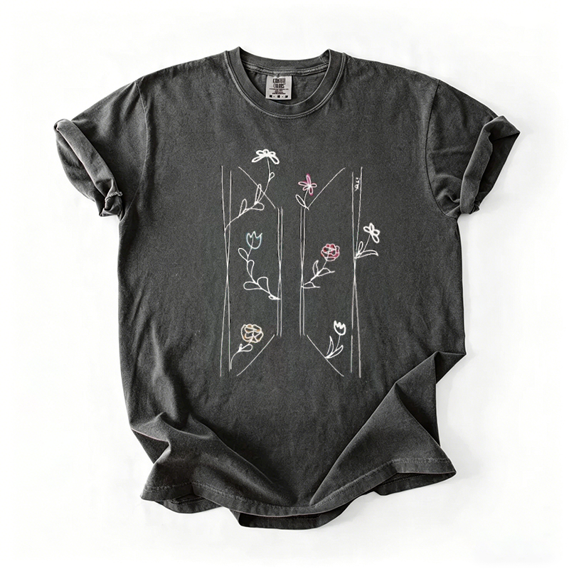 Kpop Boy Group Floral Graphic T-shirt
