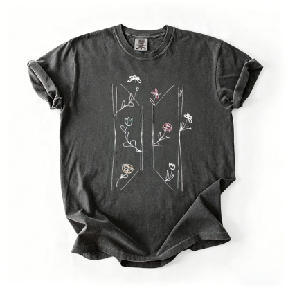 Kpop Boy Group Floral Graphic T-shirt