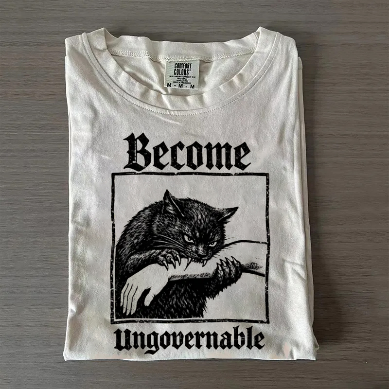 Become Ungovernable Funny Cat Graphic T-shirt