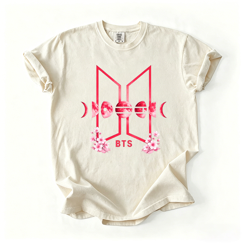 Kpop Boy Group Floral Moon Graphic T-shirt