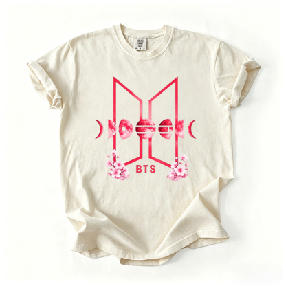 Kpop Boy Group Floral Moon Graphic T-shirt