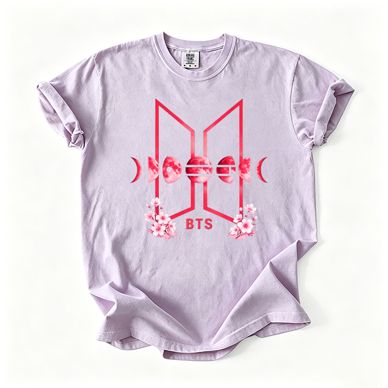 Kpop Boy Group Floral Moon Graphic T-shirt