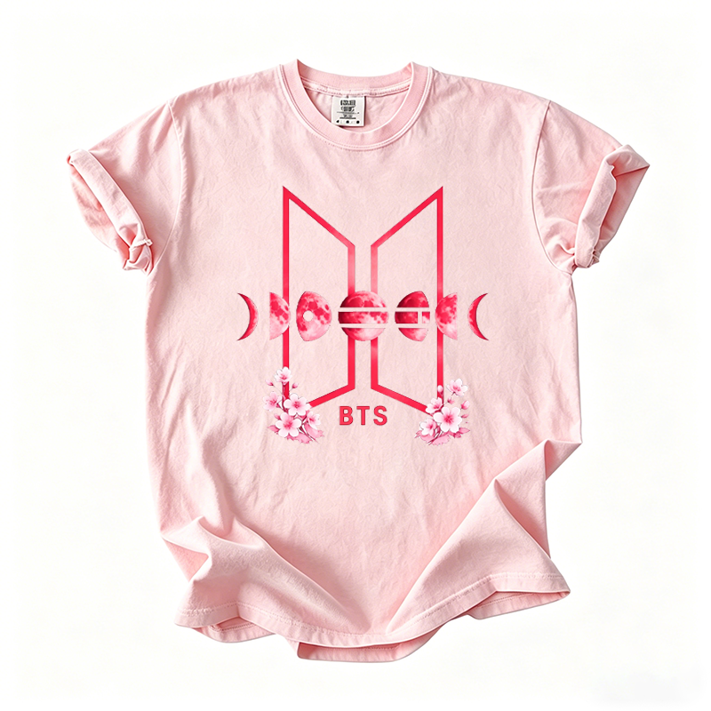 Kpop Boy Group Floral Moon Graphic T-shirt