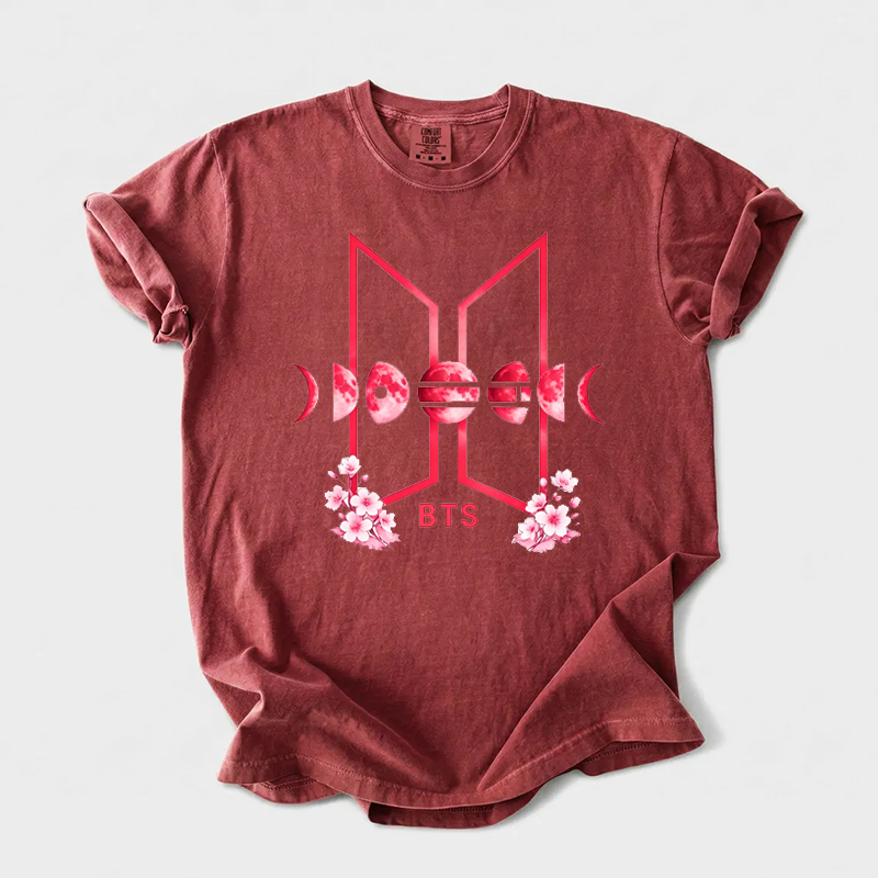 Kpop Boy Group Floral Moon Graphic T-shirt