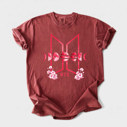 Kpop Boy Group Floral Moon Graphic T-shirt