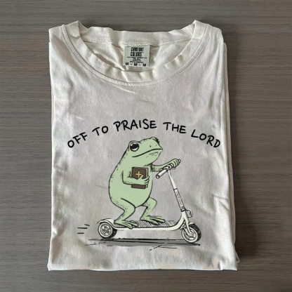 Funny Frog Off To Praise The Lord Christian T-shirt