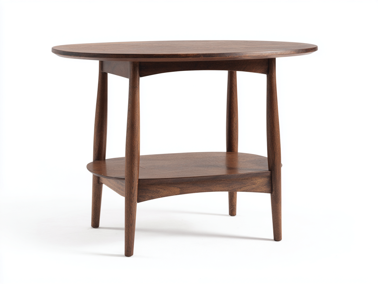 Tavolino da salotto ovale in legno massello 70x45x50 cm - marrone - per soggiorno stile moderno