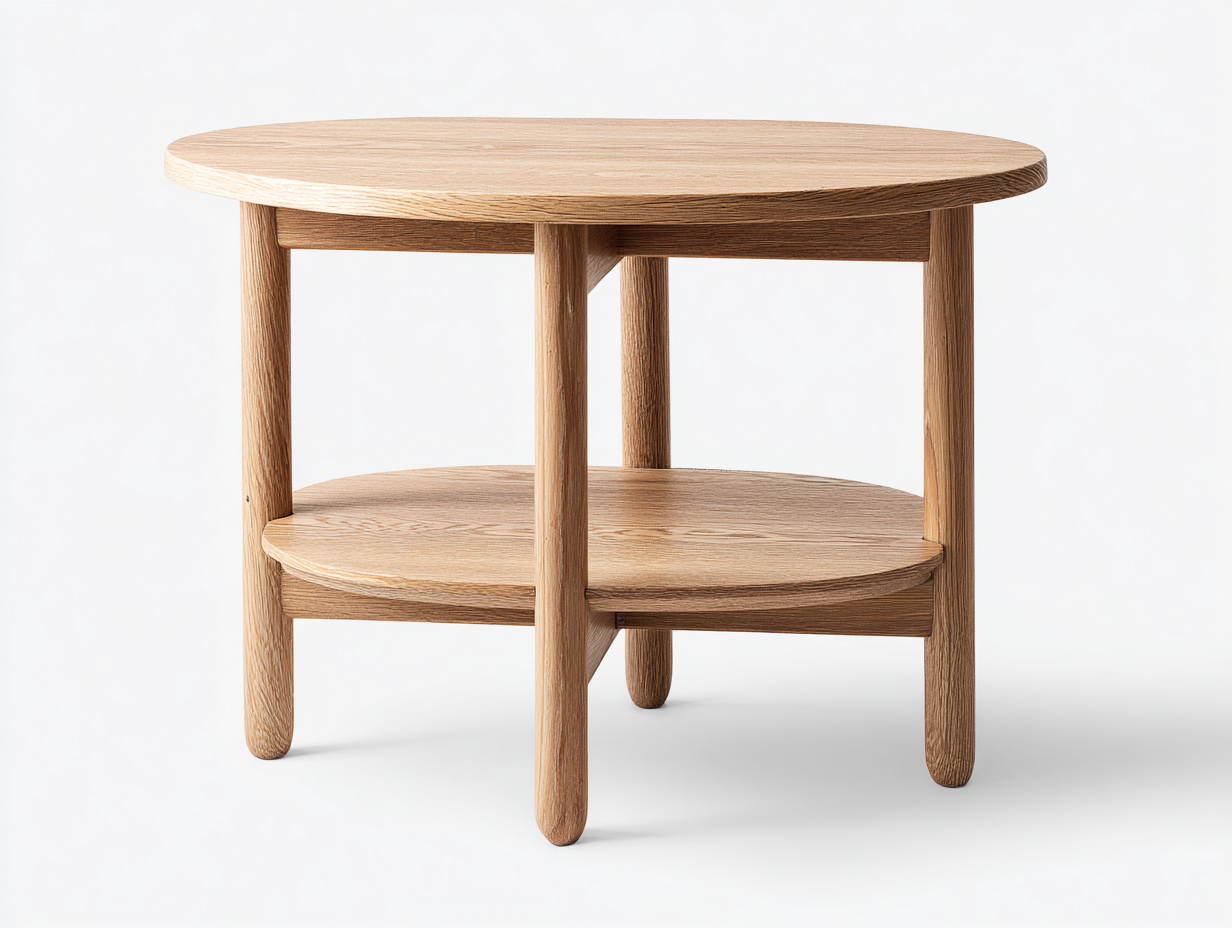 Tavolino da salotto ovale in legno massello 60x45x50 cm - naturale - per soggiorno stile scandinavo