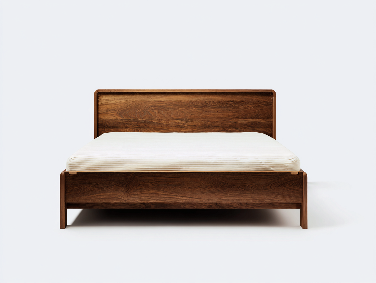 Letto matrimoniale in legno massello 210x170x90 cm - noce - per camera da letto moderna