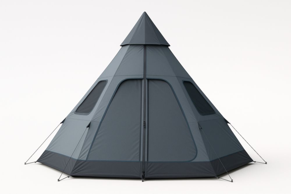 Tenda da Campeggio Piramidale in Poliestere Grigio 400x400x250 cm