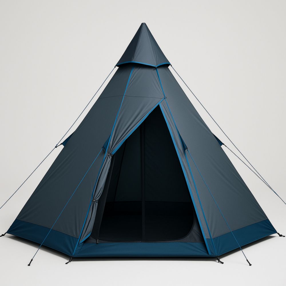 Tenda Piramidale in Tessuto Poliestere Blu Scuro Capacità 4 Persone