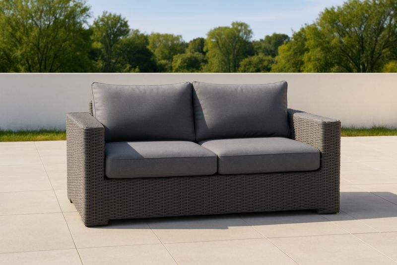 Divano da Giardino in Rattan Sintetico Grigio