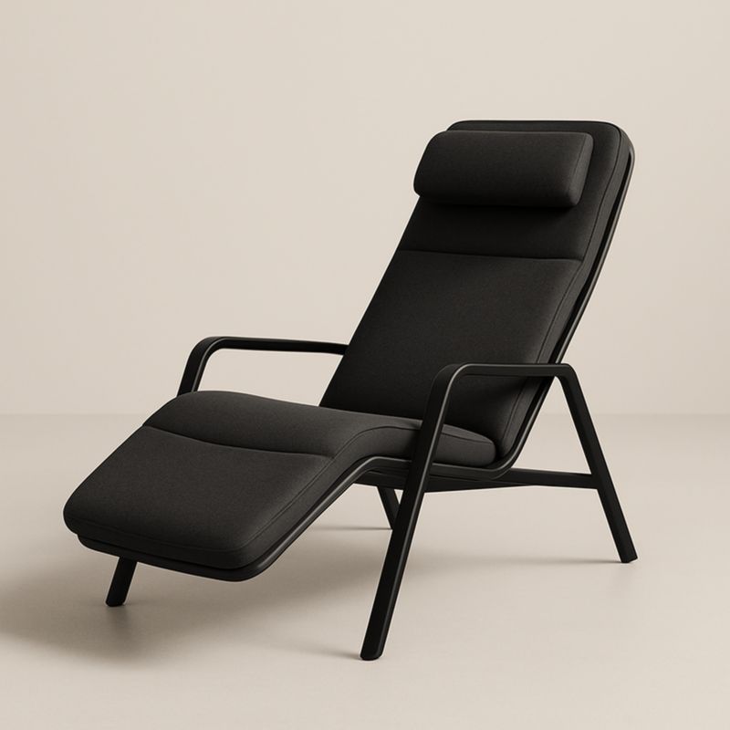 Sdraio in Tessuto Nero e Telaio in Alluminio