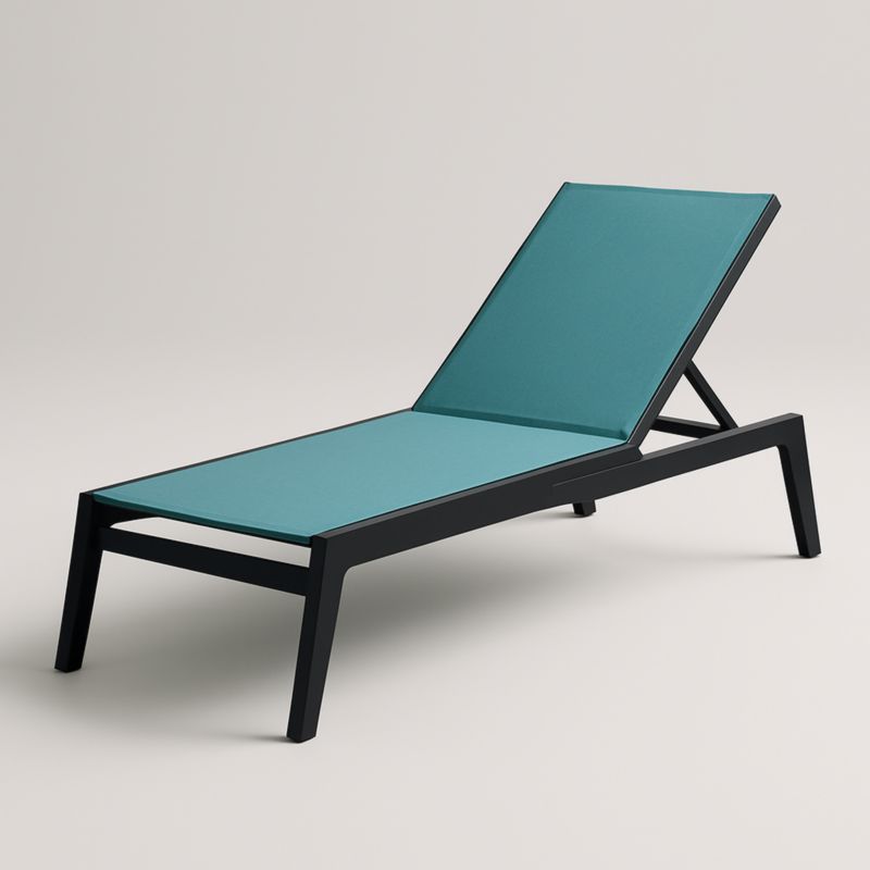 Lettino Prendisole in Alluminio con Rivestimento in Tessuto Azzurro