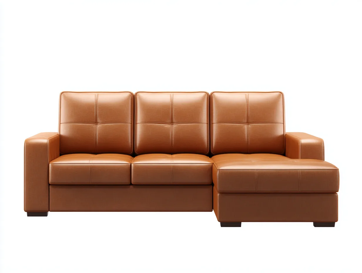 Ecksofa - Leder-Holz - 276x170x86 cm - Braun - Modern-Bambooupbase