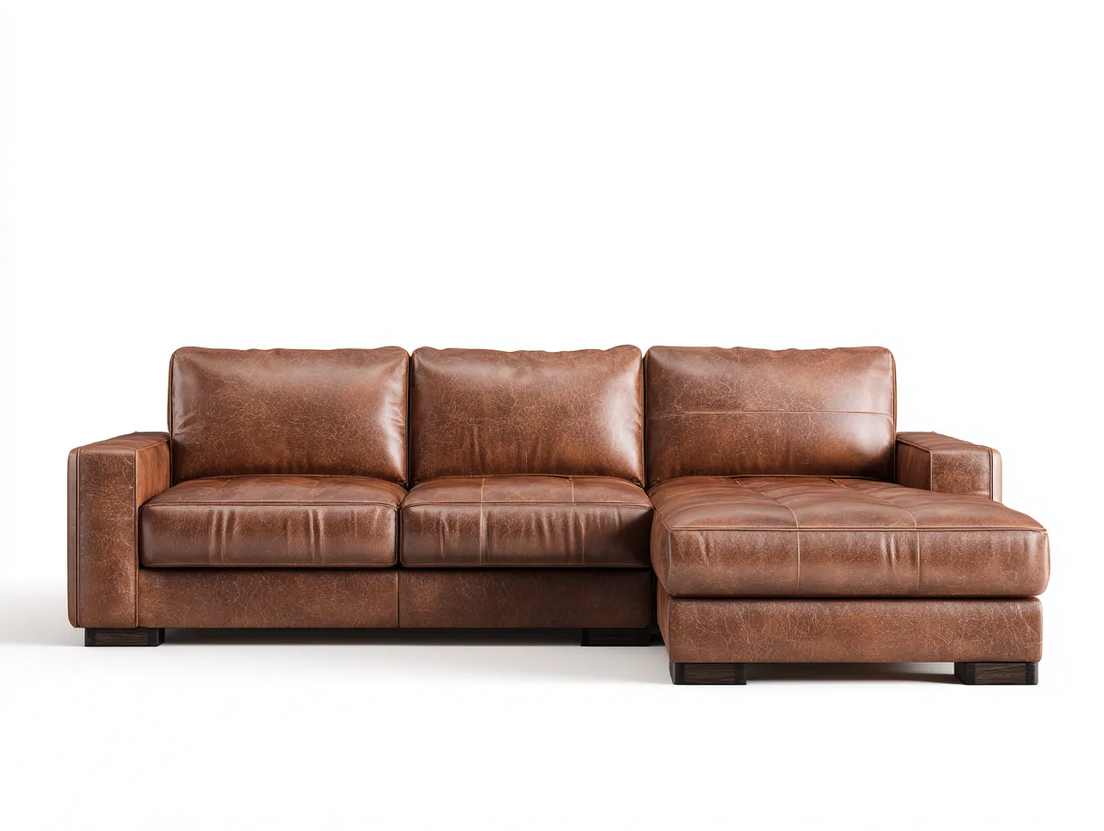 Ecksofa - Leder-Holz - 290x175x85 cm - Braun - Modern-Bambooupbase
