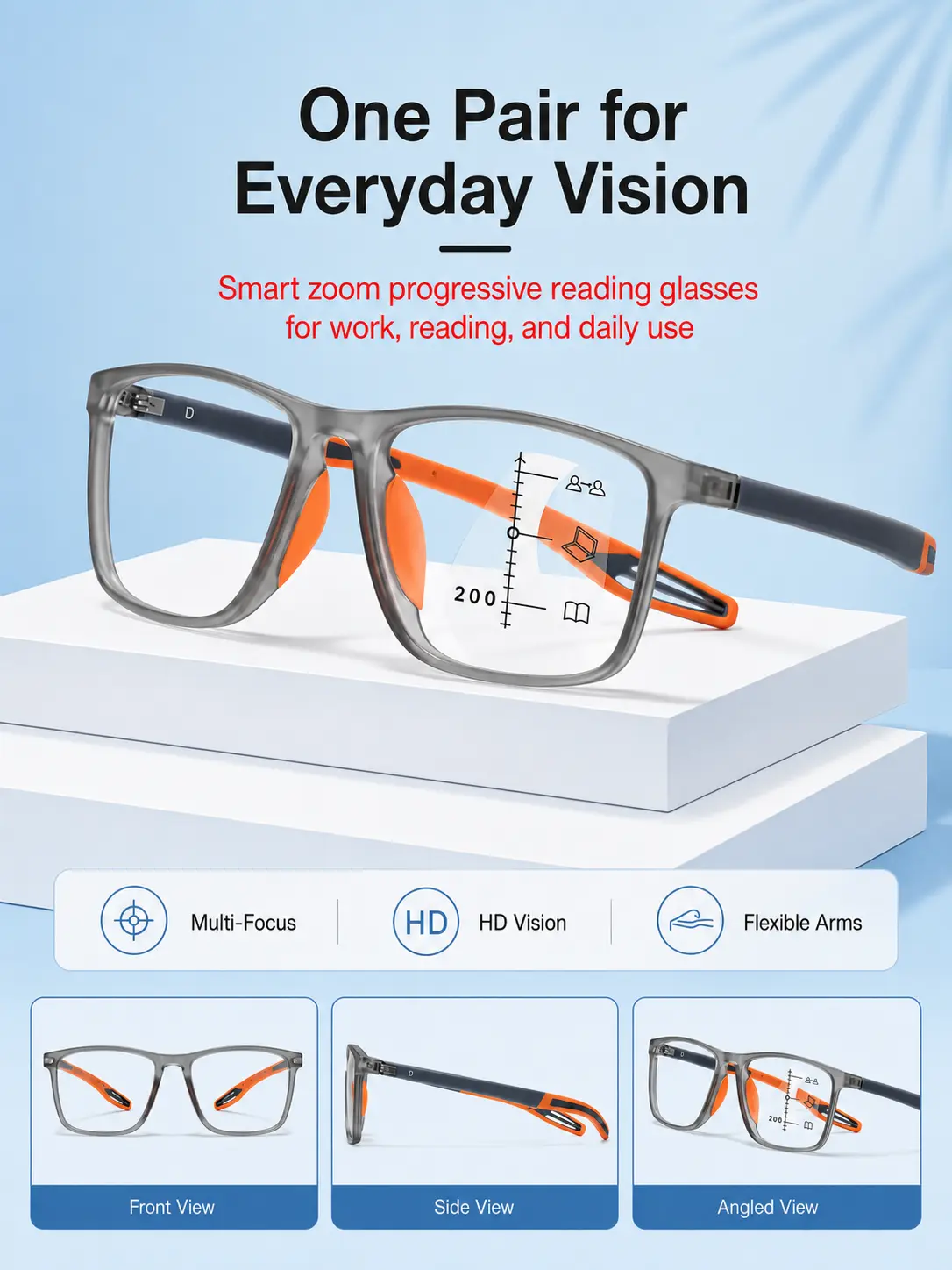 【✨️Self-Adjusting Reading Glasses - Intelligent Auto-Focus (-7.00 to +7.00) | Blue Light Blocking & Anti-Fog Lenses