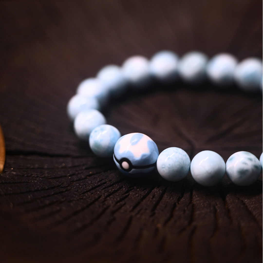 Dive Ball Bracelet – Handmade Ceramic + Larimar