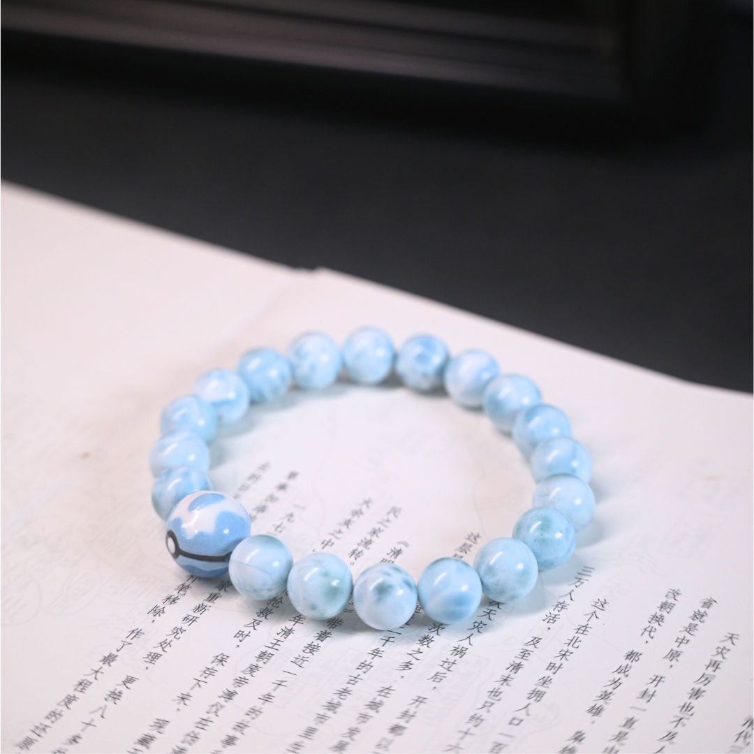 Dive Ball Bracelet – Handmade Ceramic + Larimar