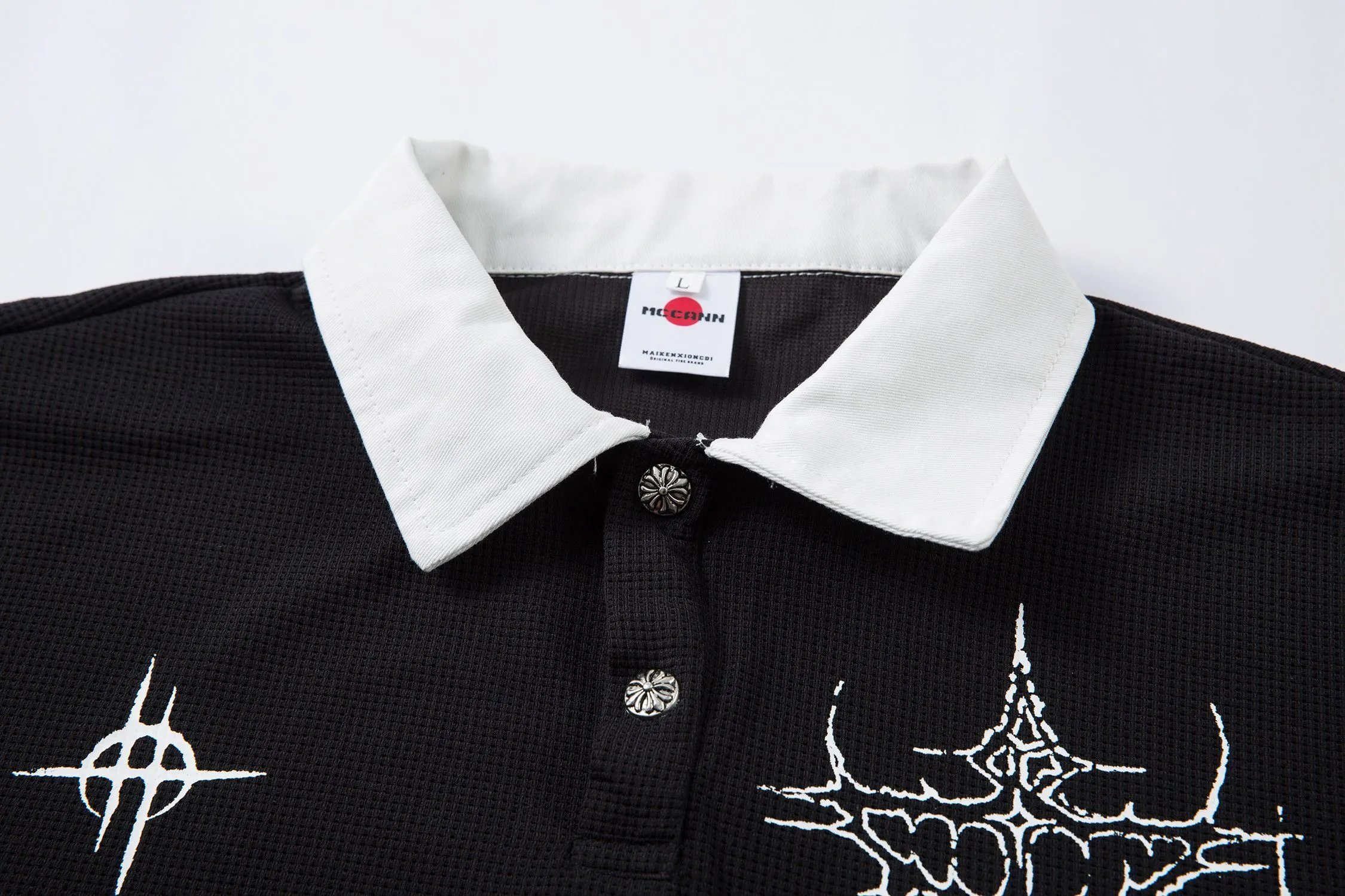 High quality American sports retro style stand up collar short sleeved shirt