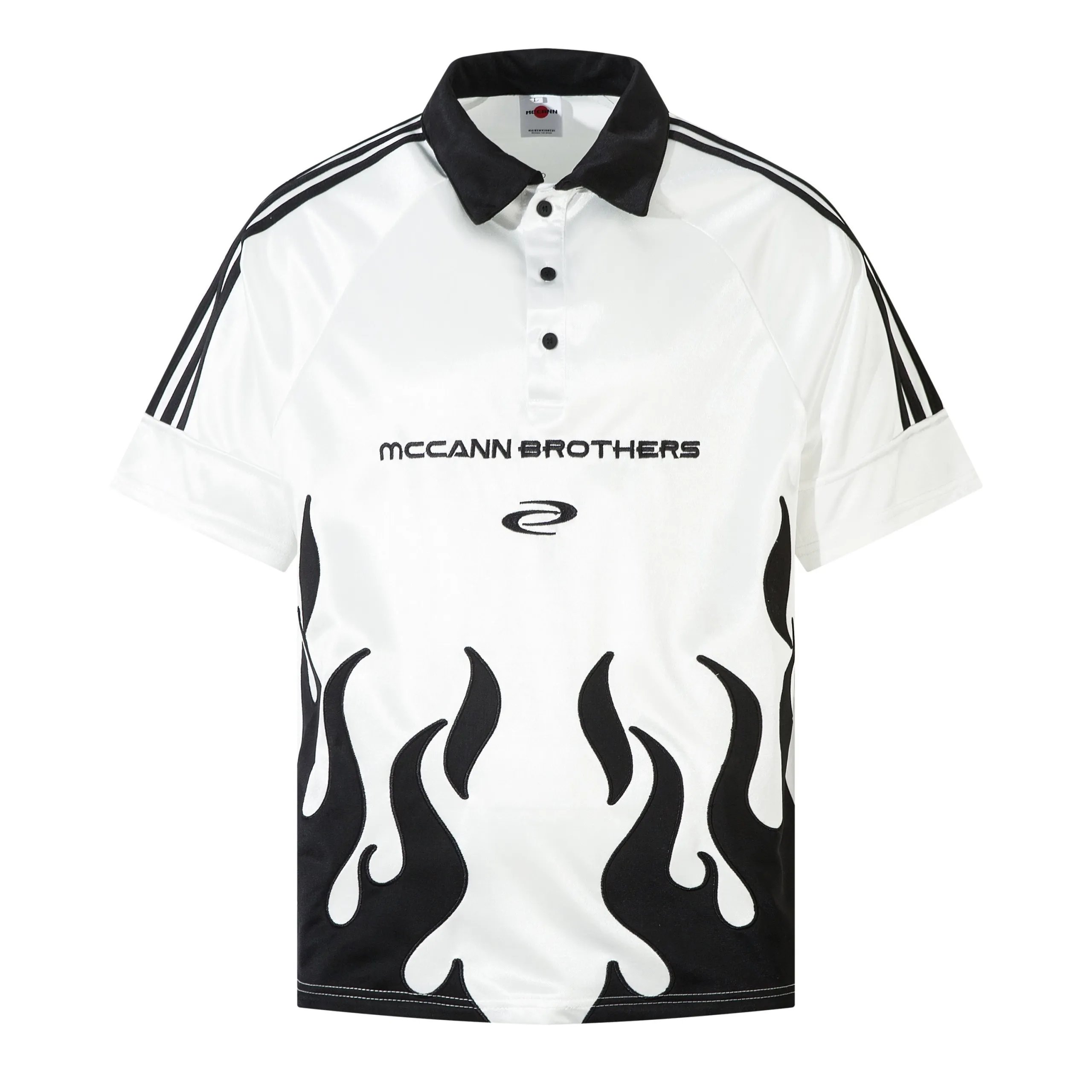 High quality American sports retro style stand up collar short sleeved shirt