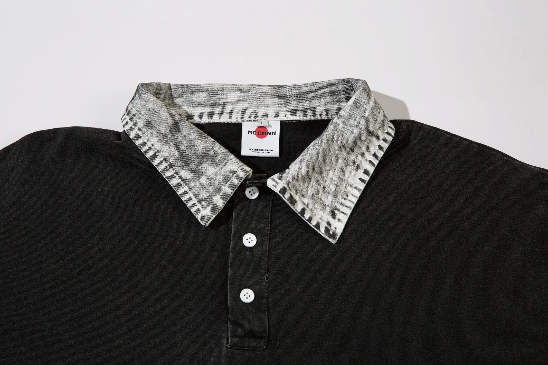 High quality American sports retro style stand up collar short sleeved shirt