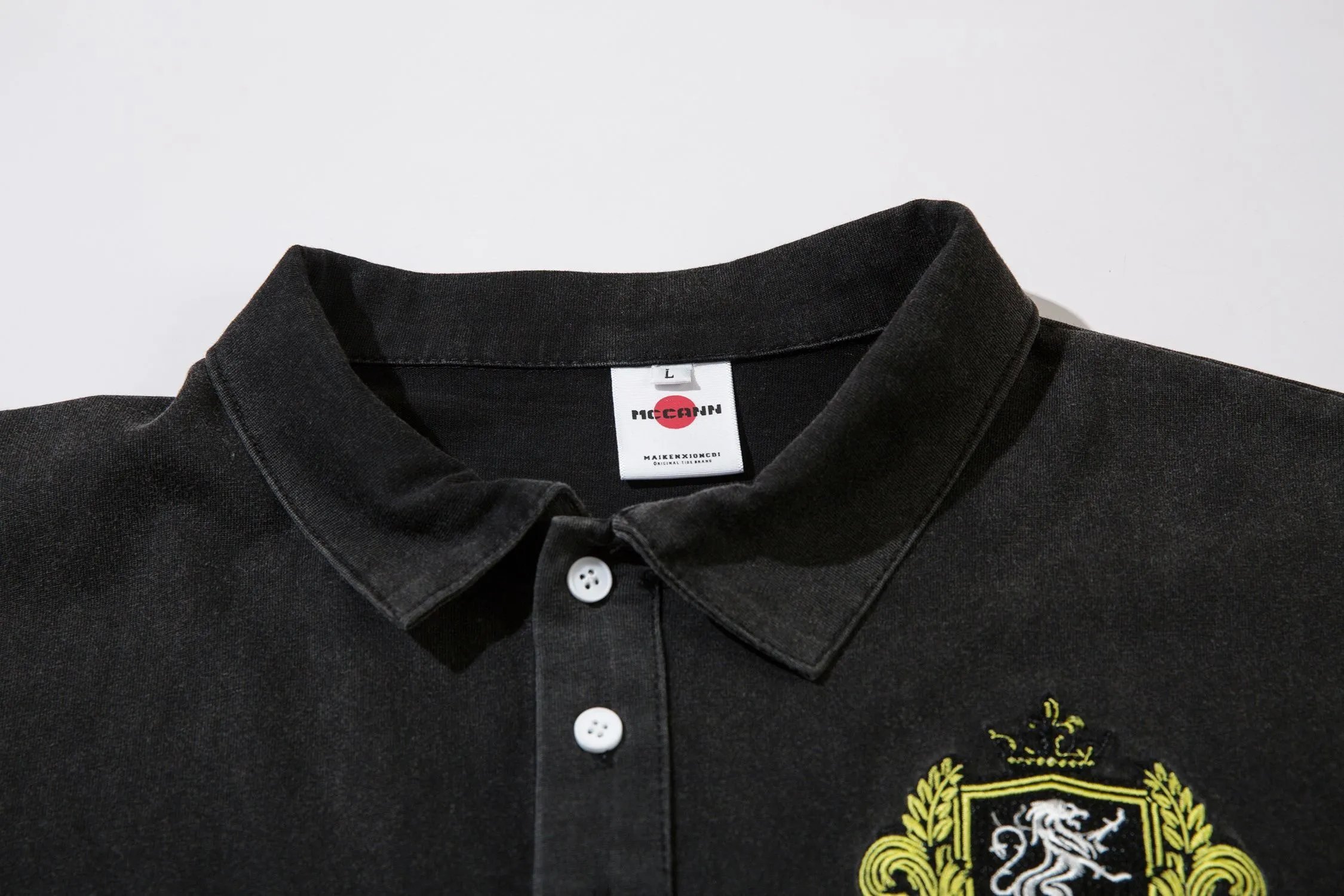 High quality American sports retro style stand up collar short sleeved shirt