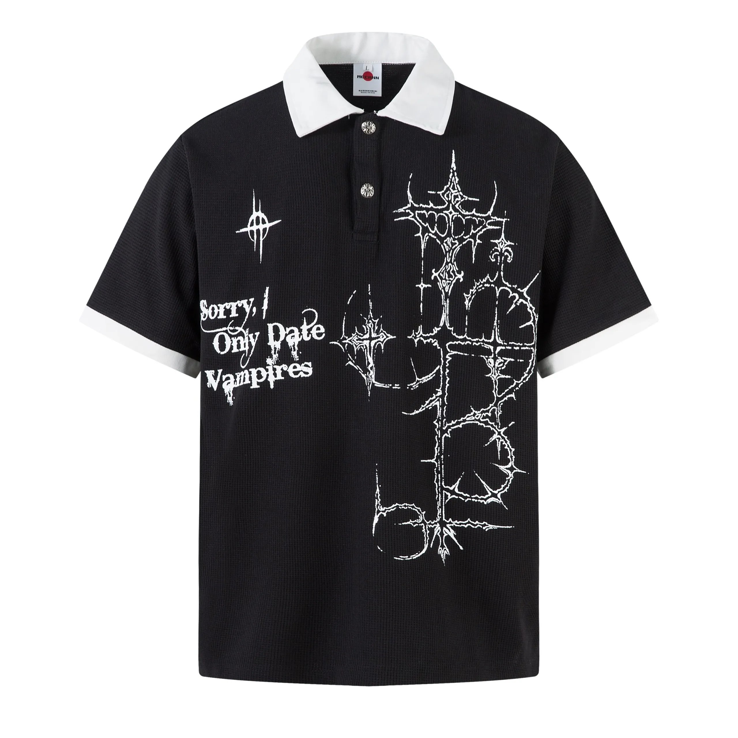 High quality American sports retro style stand up collar short sleeved shirt