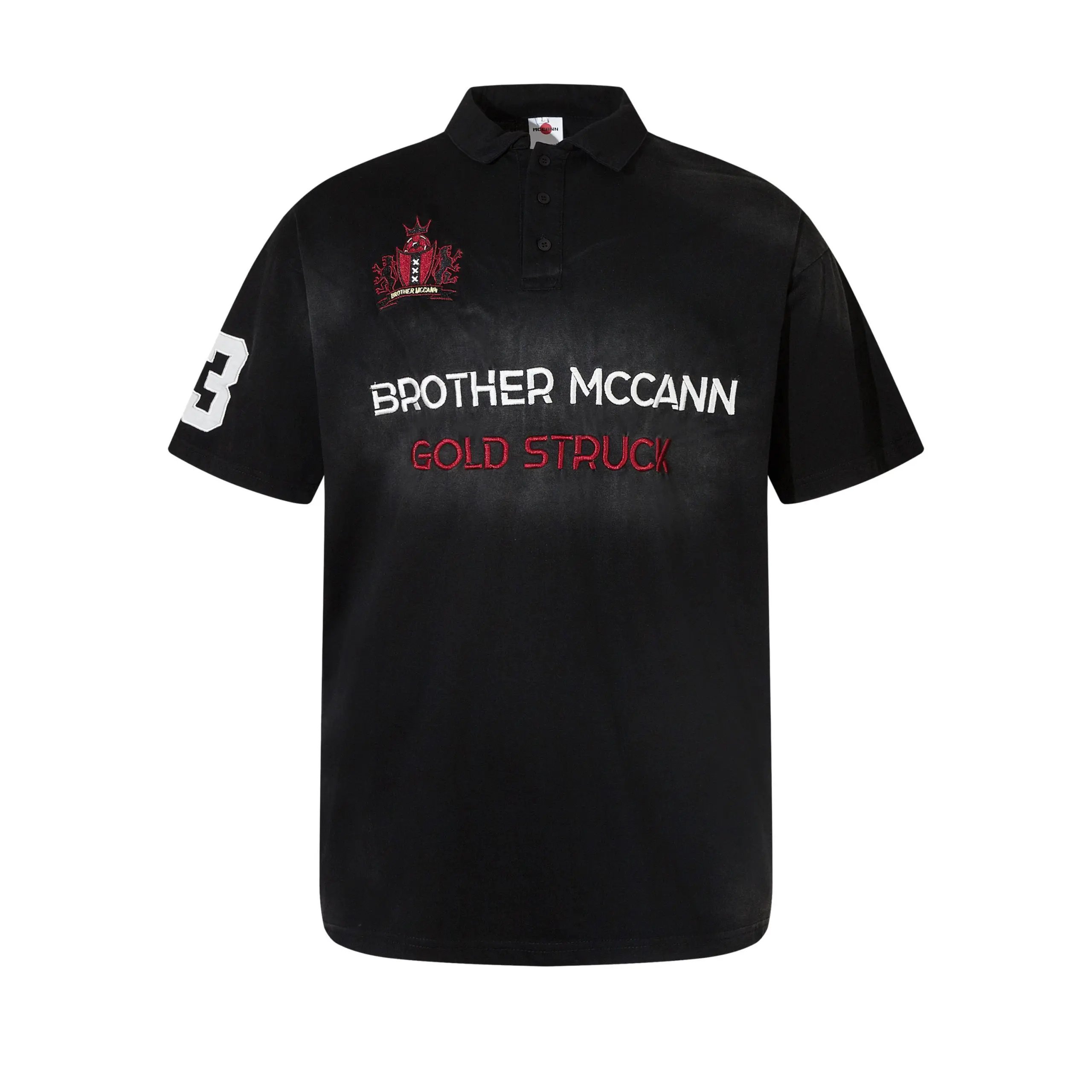 High quality American sports retro style stand up collar short sleeved shirt