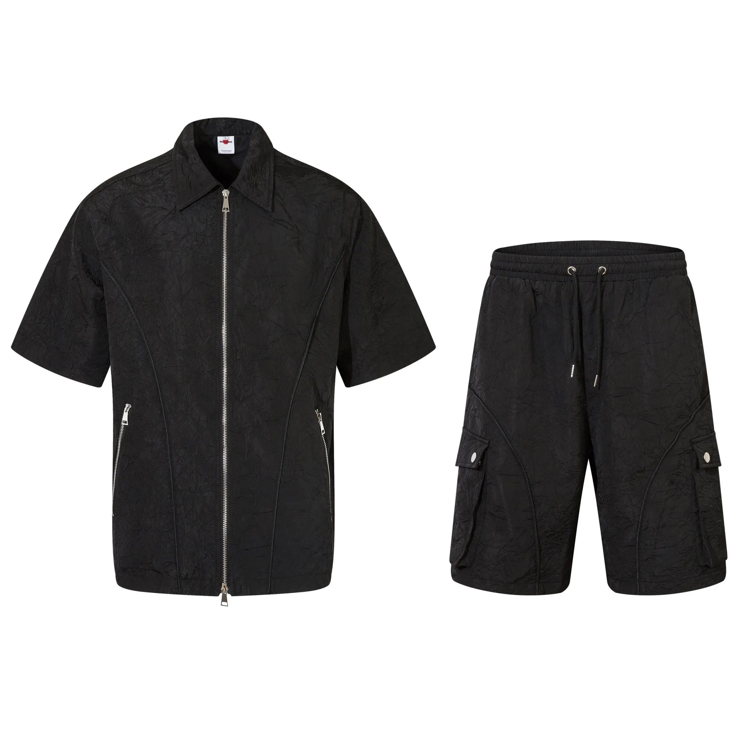High quality American sports retro style stand up collar short sleeved shirt