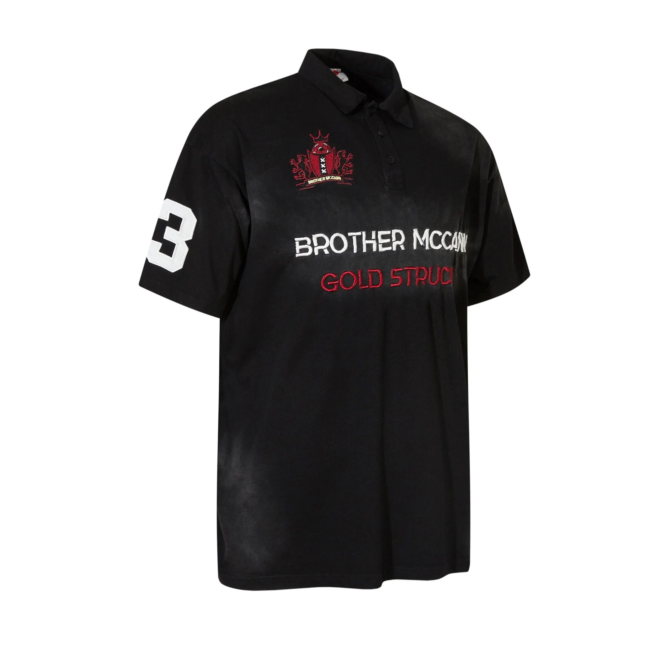 High quality American sports retro style stand up collar short sleeved shirt