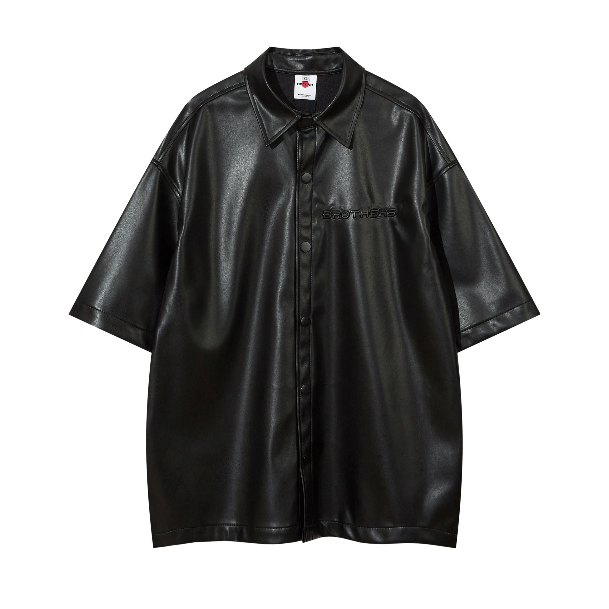 High quality American sports retro style stand up collar short sleeved shirt