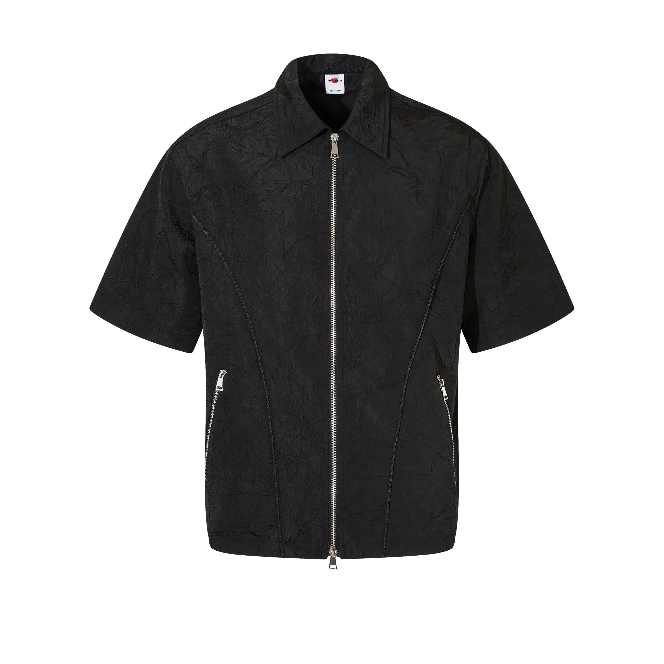 High quality American sports retro style stand up collar short sleeved shirt
