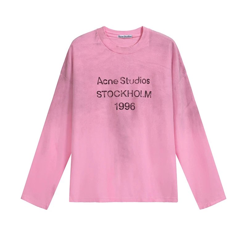 High quality letter printed high street long sleeved loose couple cross-border T-shirt