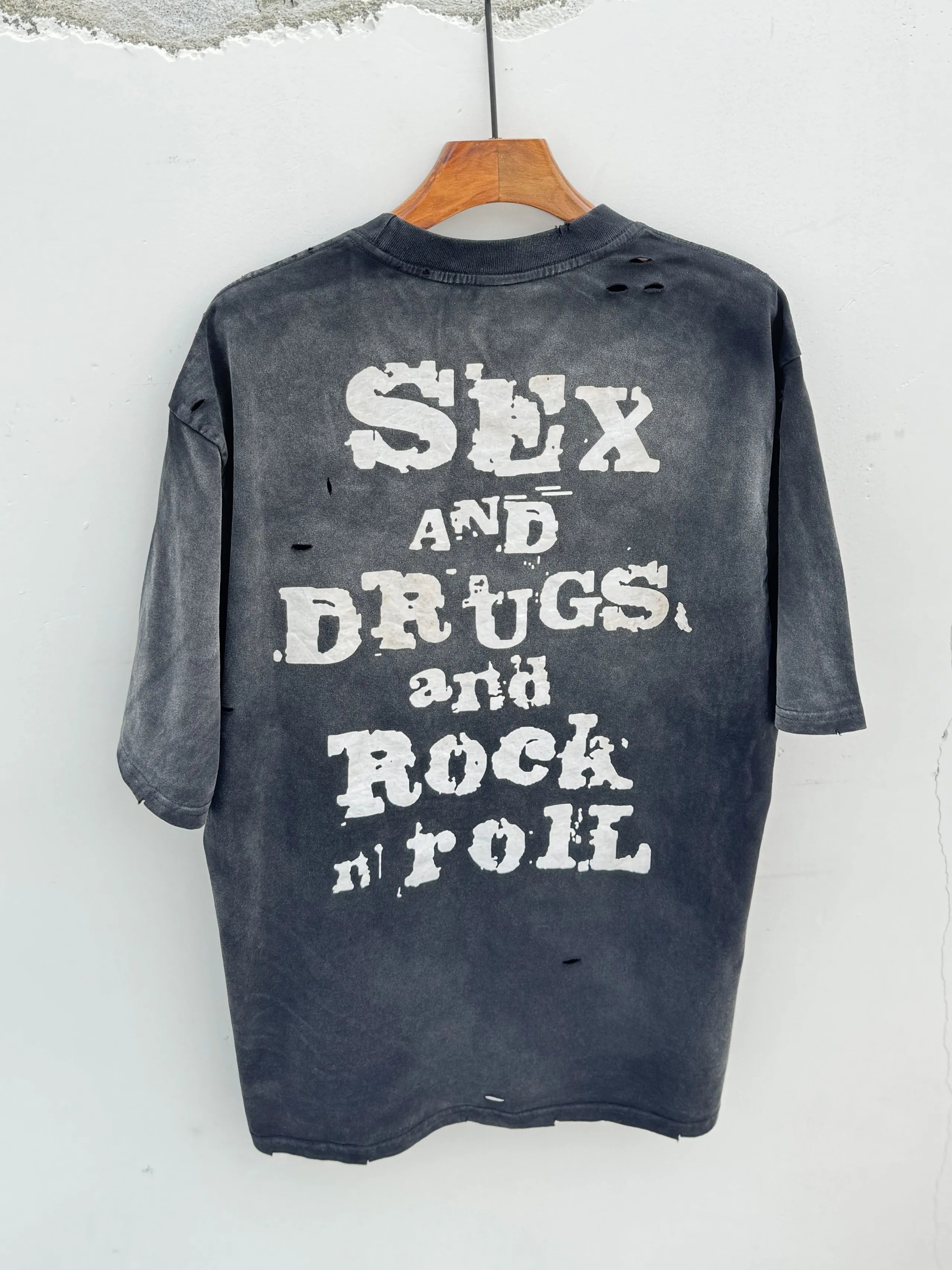 High quality American washed distressed short sleeves