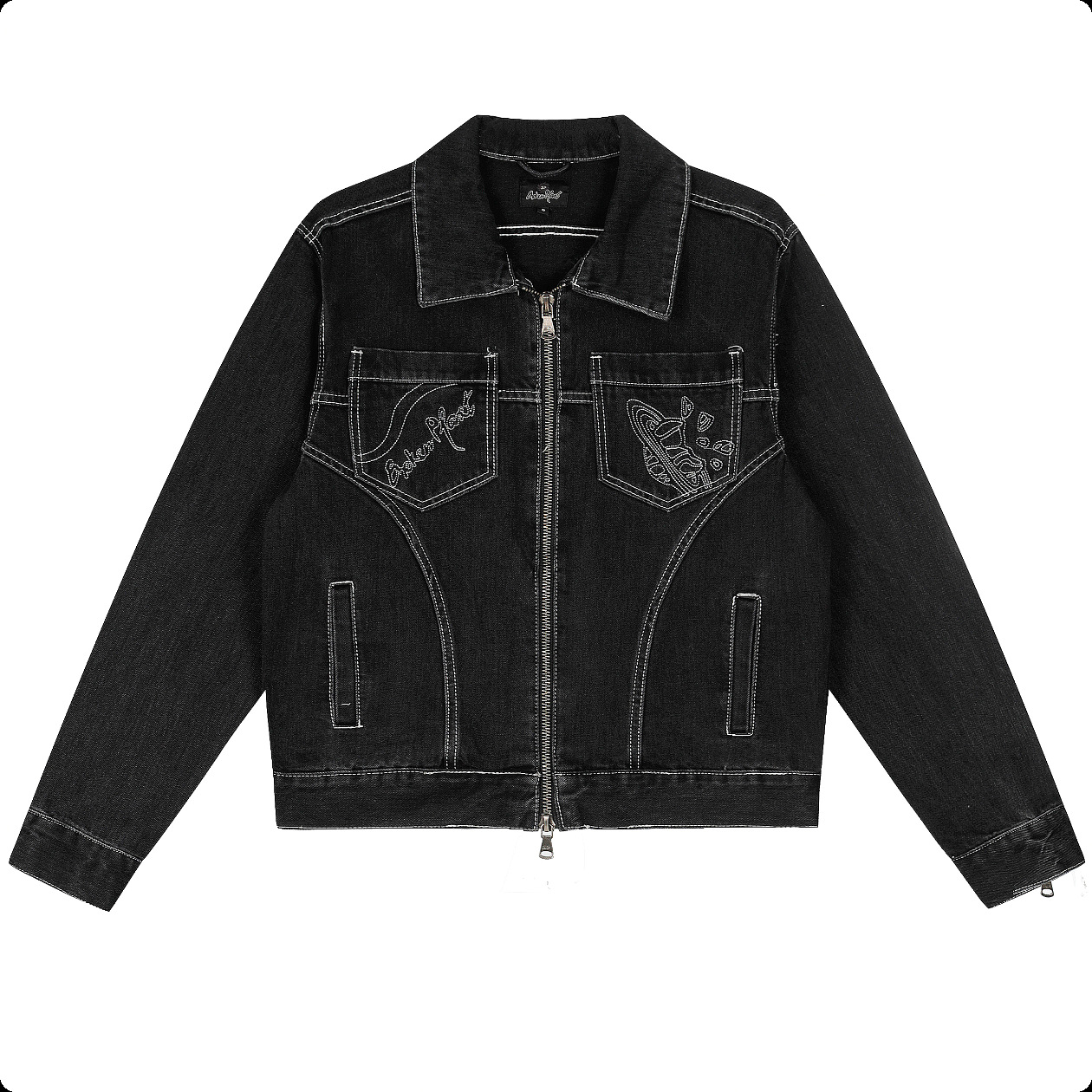 High quality planet embroidered denim trench coat set, please add : 18859952090 if you need size guide