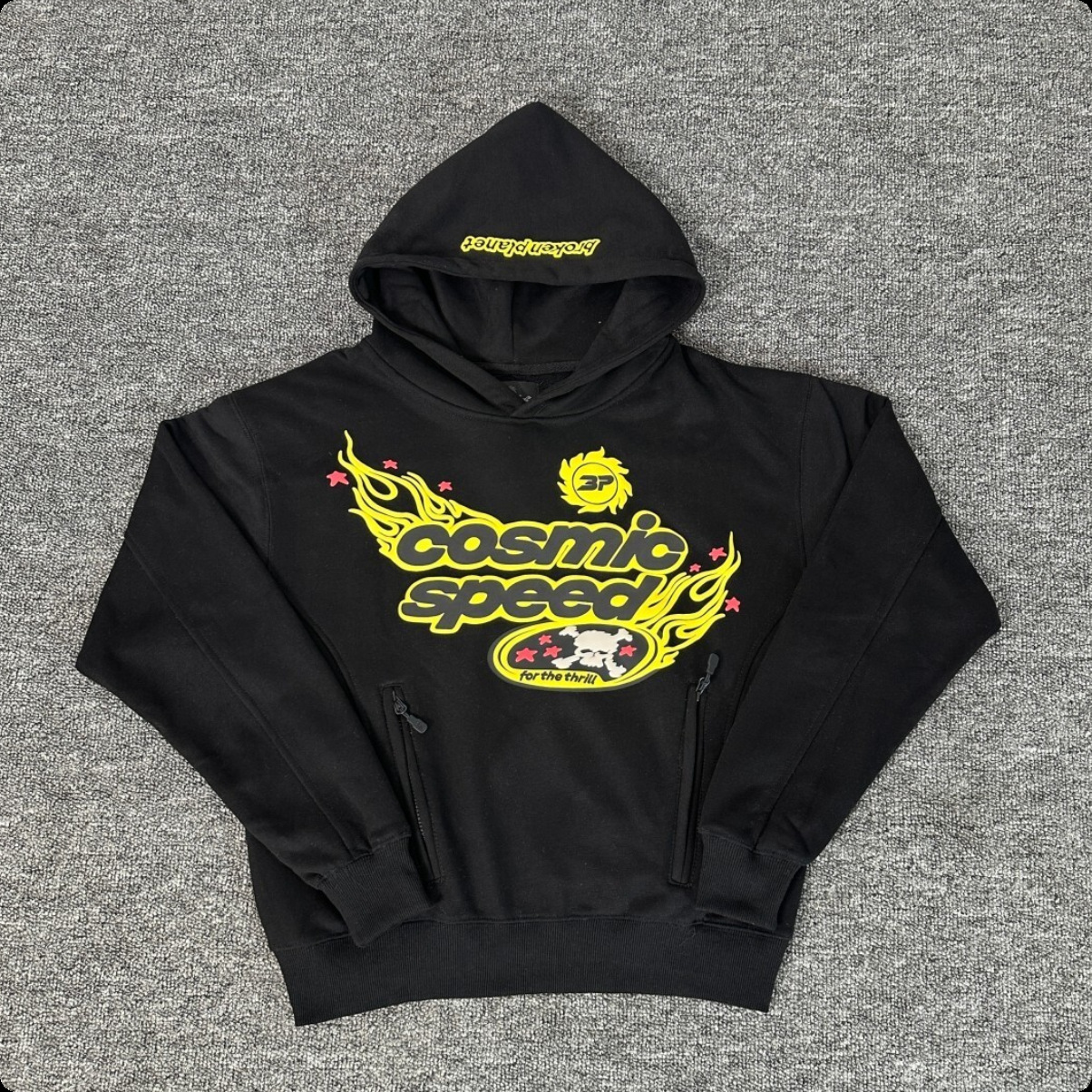 High quality crushed foam printed hoodie set