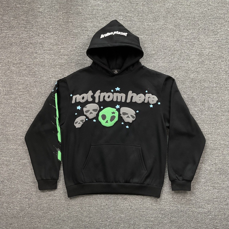 High quality crushed foam printed hoodie set