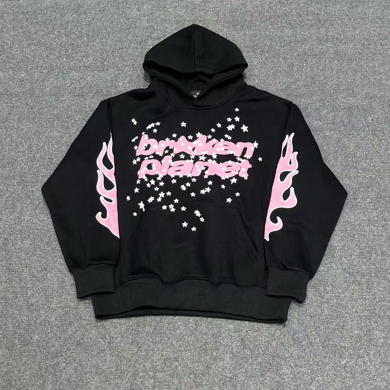 High quality crushed foam printed hoodie set