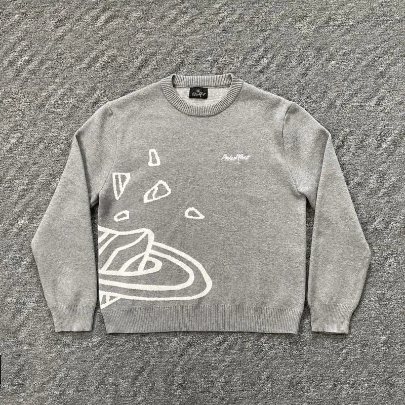 High quality planet jacquard embroidered round neck sweater