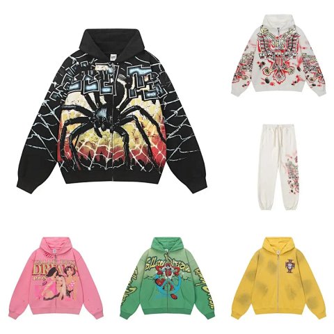 American street style eagle print hooded sweatshirt