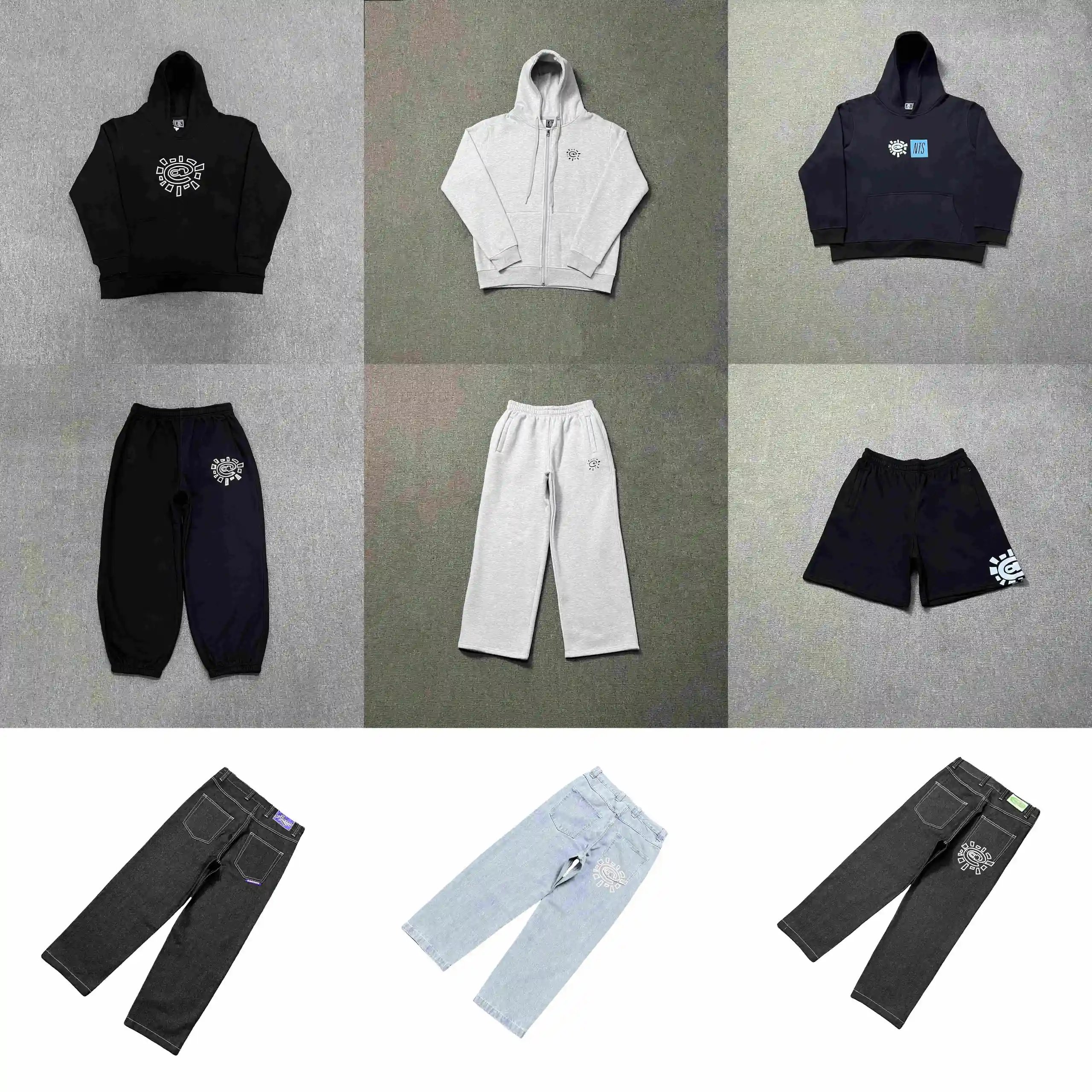 New high quality sun hoodie set jeans