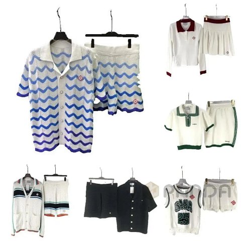 High quality short sleeved stand up collar knitted sweater set, please add : 18030258501 if you need size guide