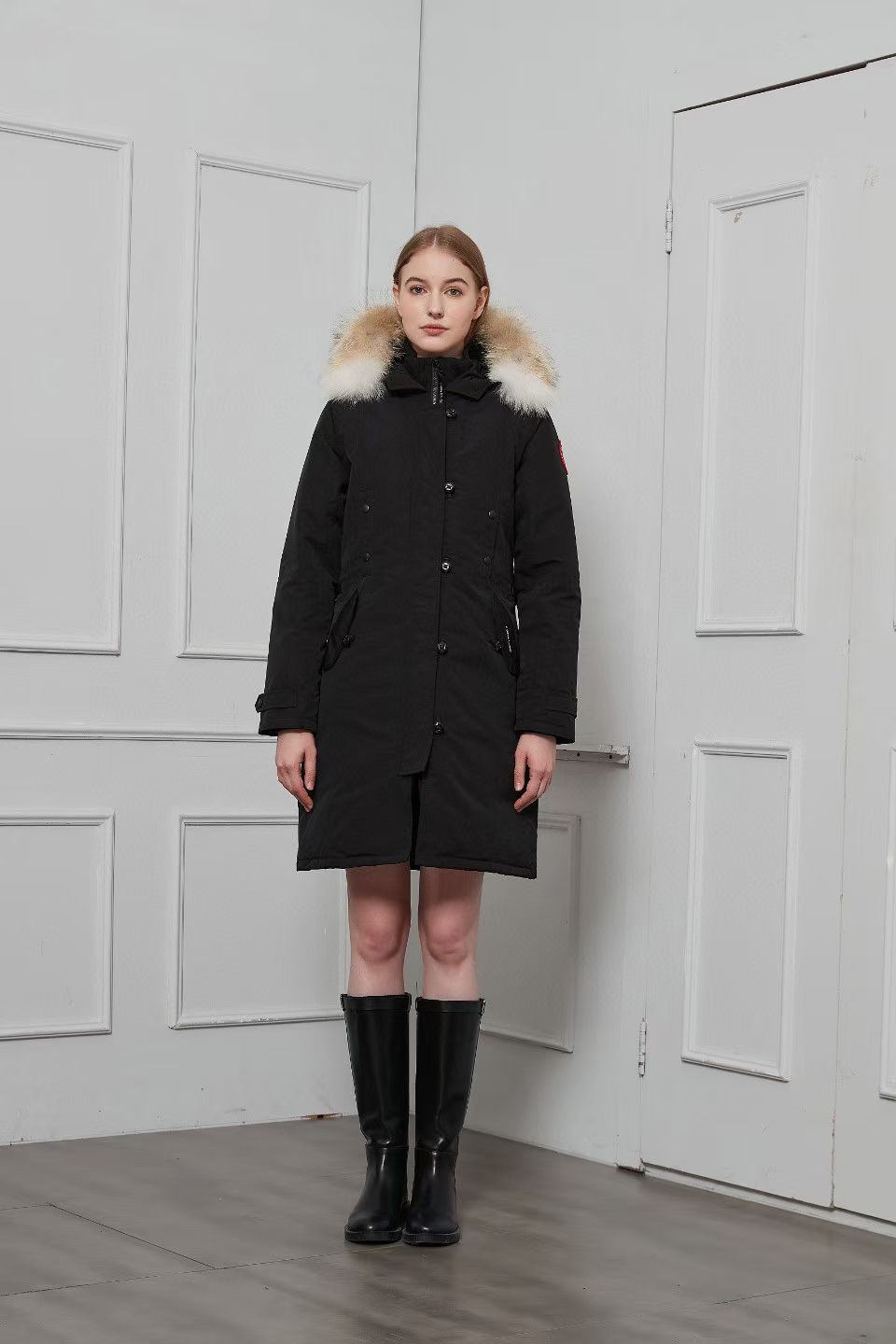 Winter long hooded down jacket