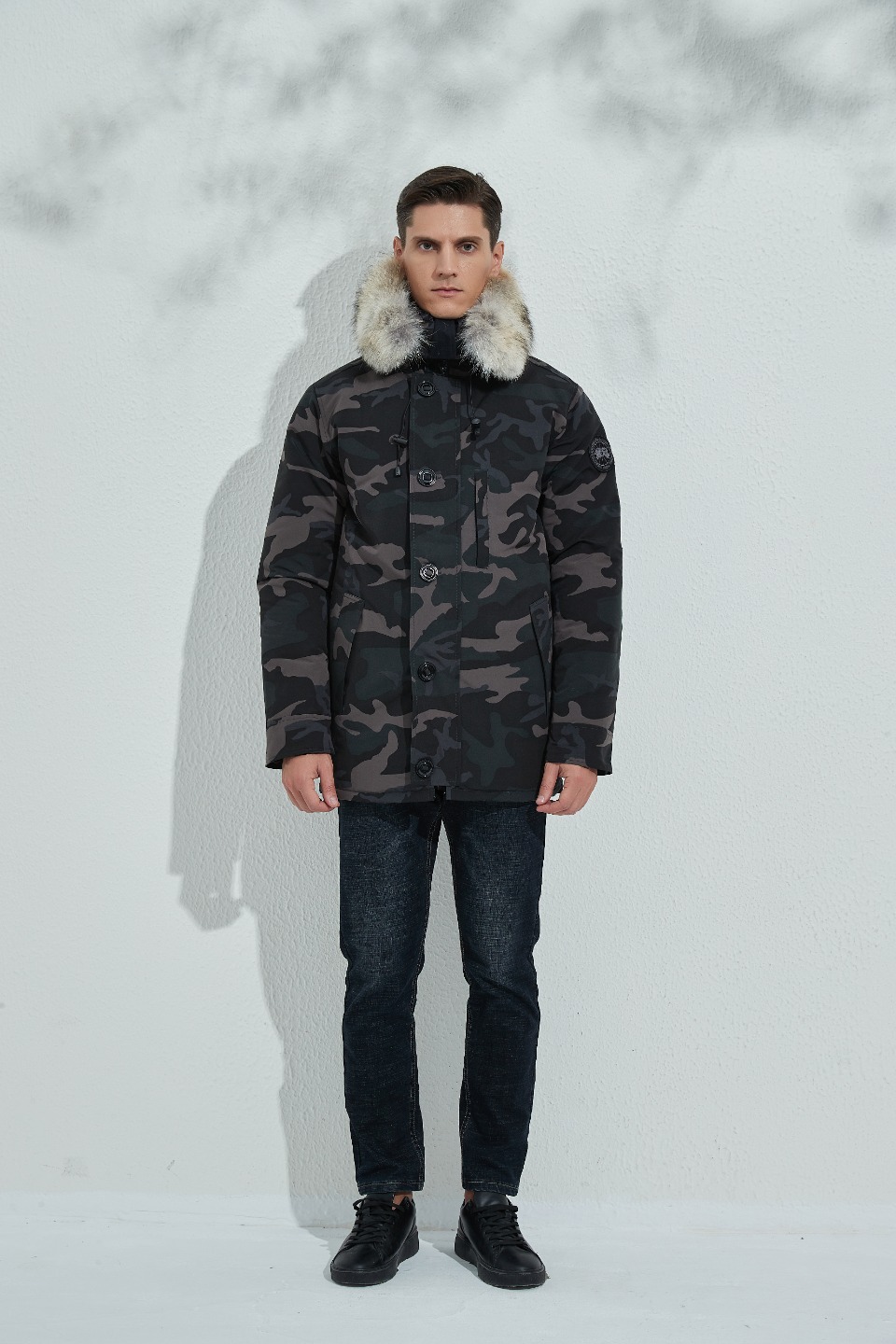 Winter long hooded down jacket