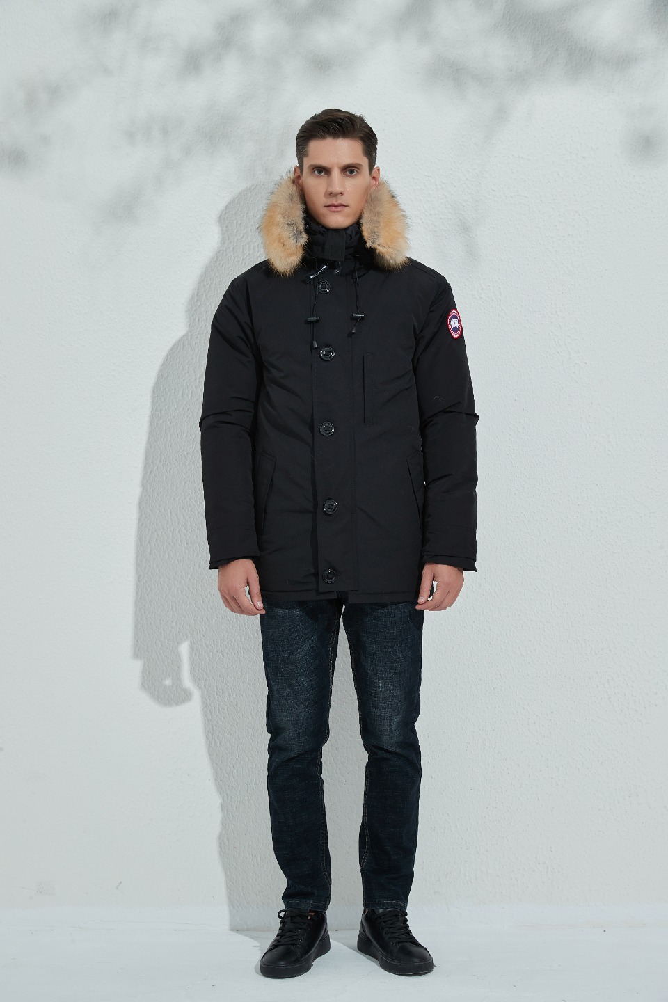Winter long hooded down jacket
