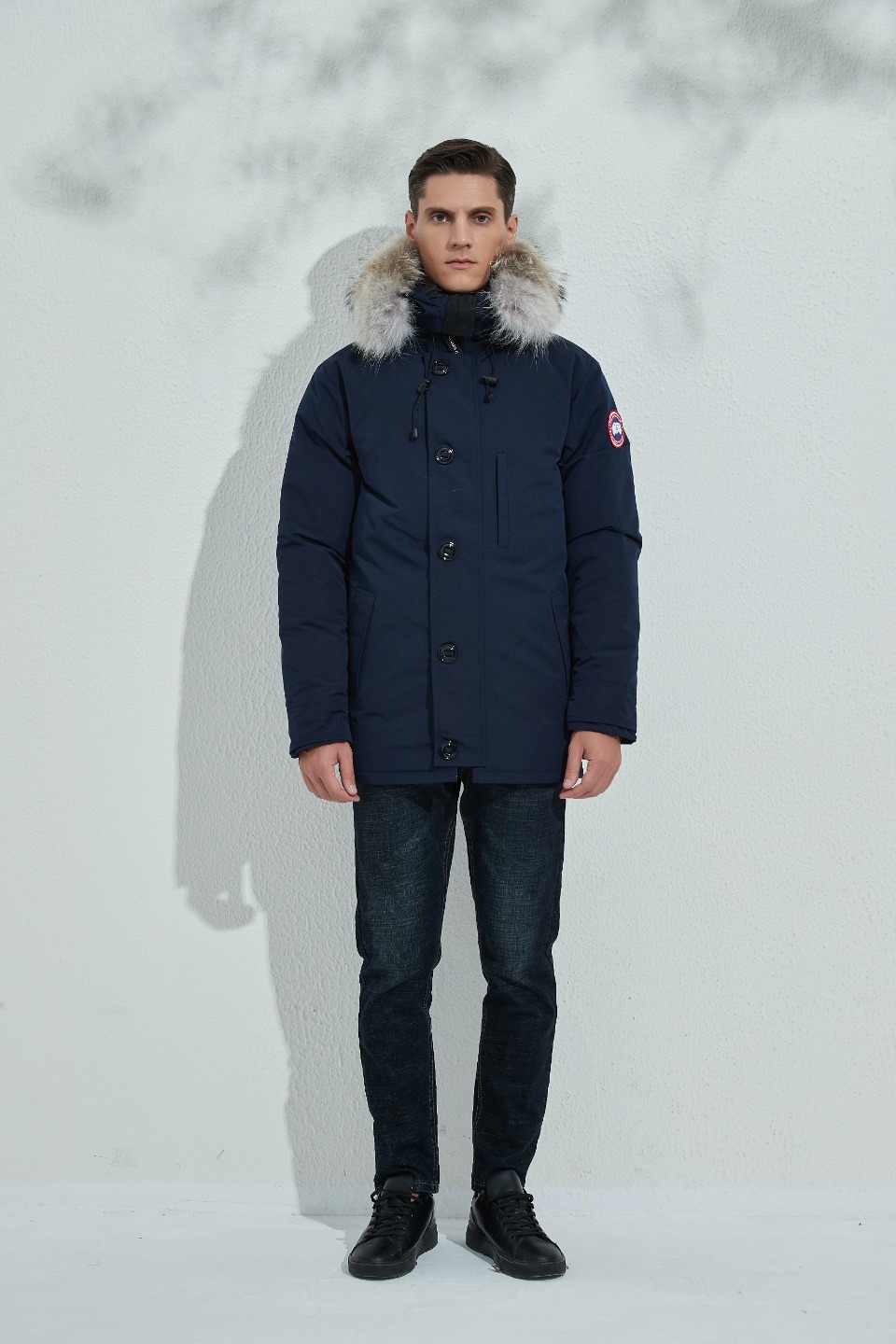 Winter long hooded down jacket